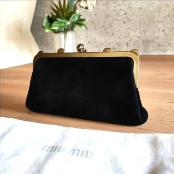 Miu Miu Black Clutch with Crystal Accents - Picture 2 of 9
